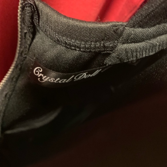 Crystal Doll Prom dress black satin with floral - Picture 8 of 8